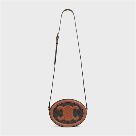 OVAL BAG CUIR TRIOMPHE IN TRIOMPHE CANVAS AND 